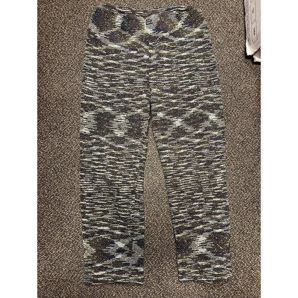 Vintage Elastic Brown+White Warpy Patterned Roberta Pinto Capri Pants Size Small - Picture 2 of 3